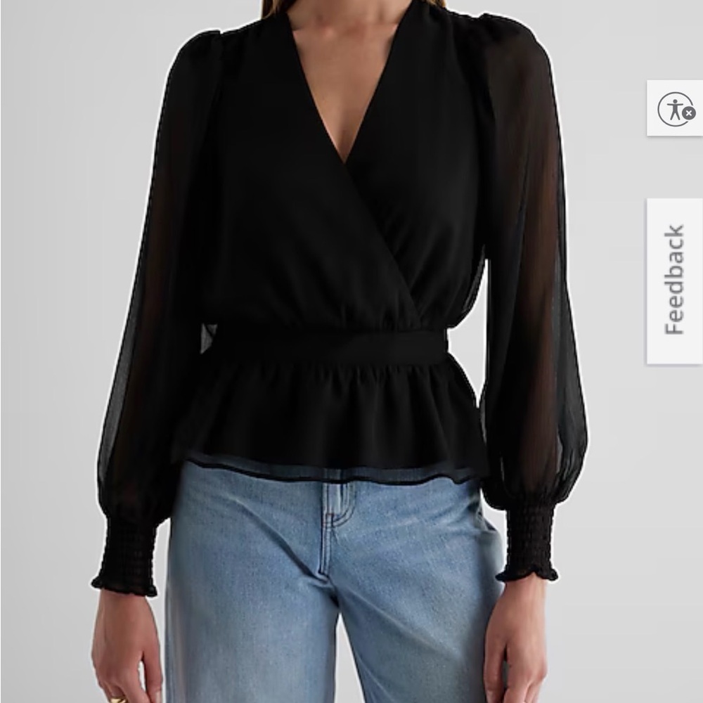 Express Black Sheer Wrap Blouse
